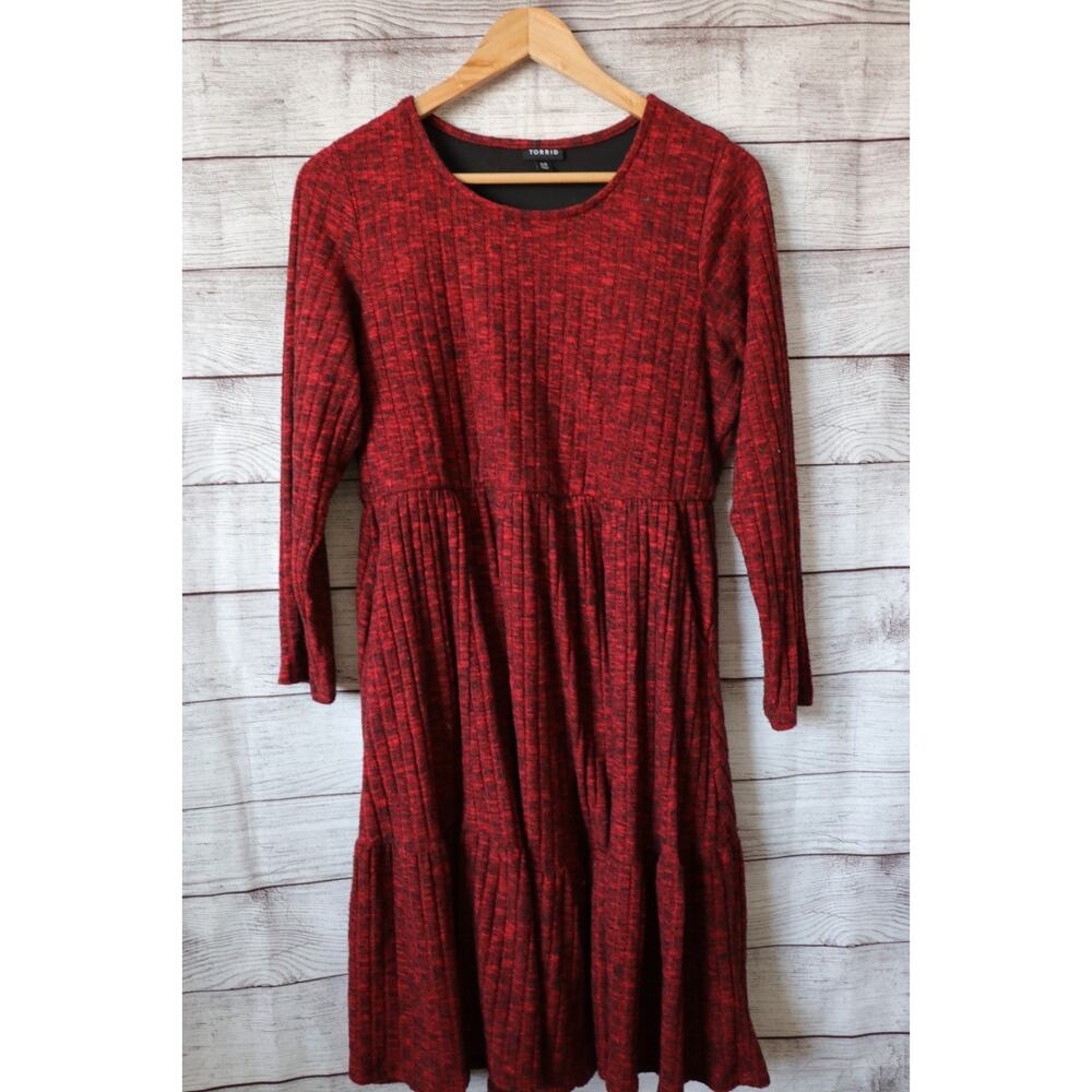 Torrid Size 00 Red Long Sleeve Sweater Dress